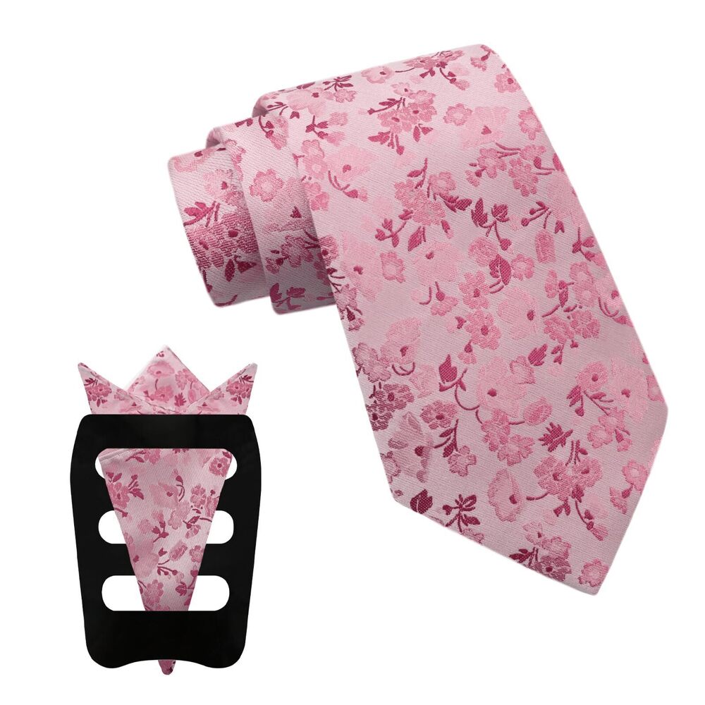6822 Floral Ties , 3pcs/set Neck Tie Pocket Square Holder Set for Wedding